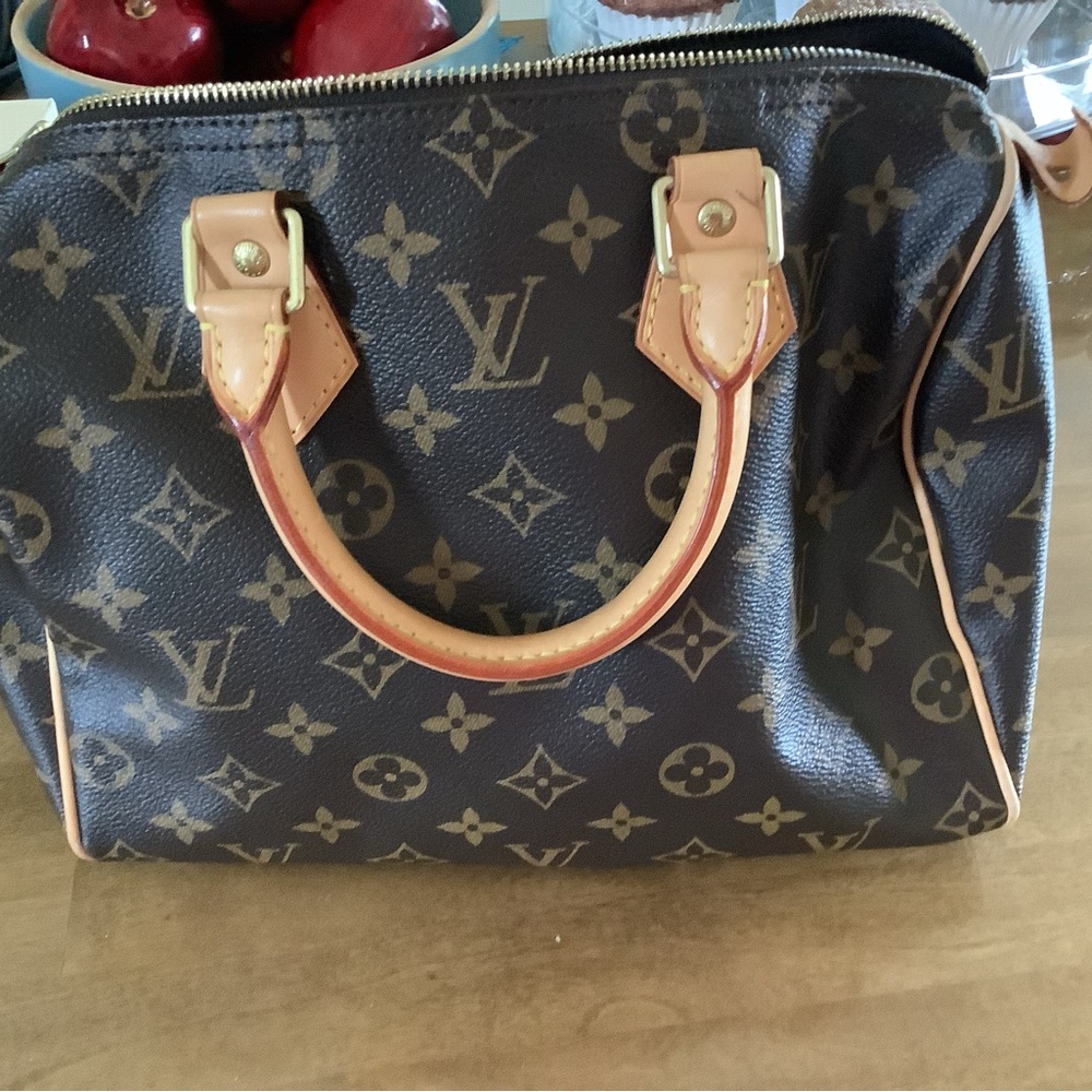 Louis Vuitton Brown and Tan Satchel with Monogram Canvas